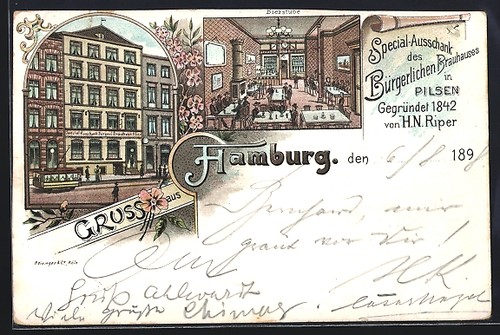 Litografia amburgo bierstube - amburgo,,